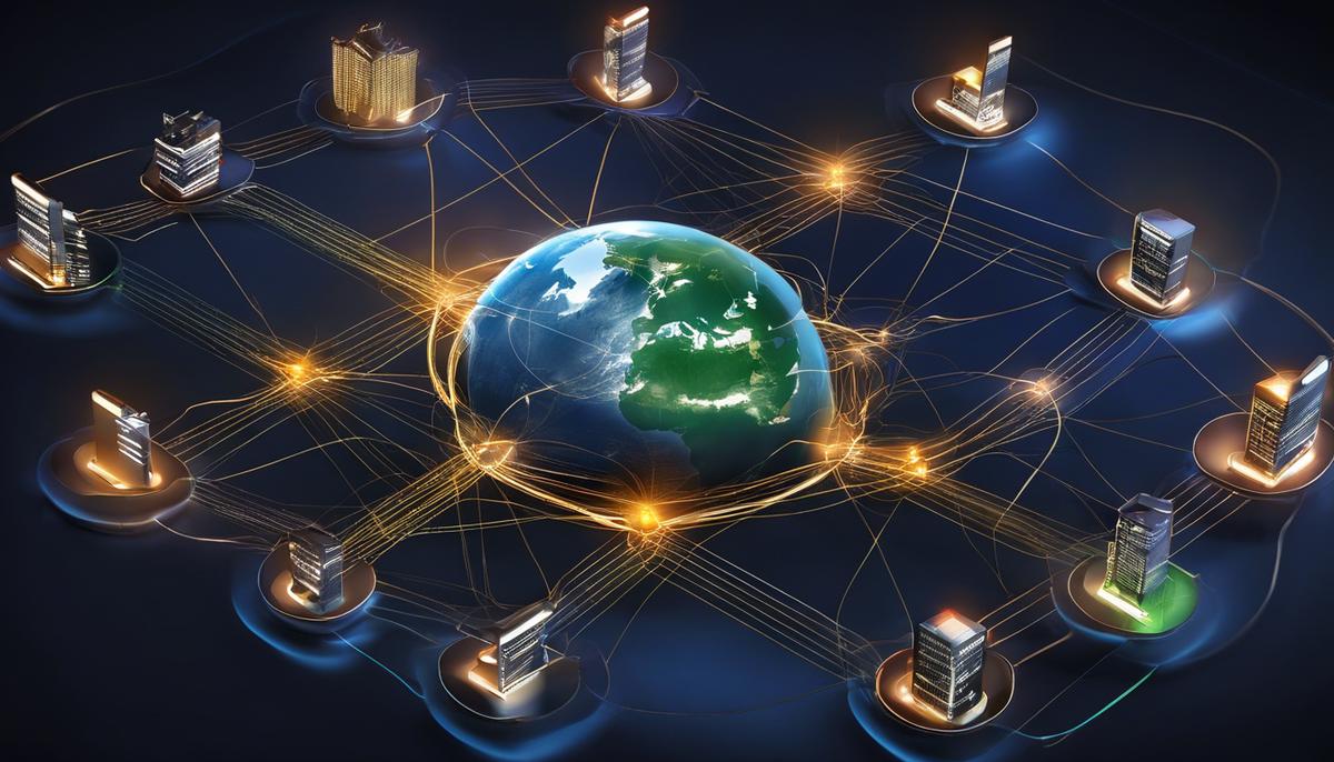 An image depicting the concept of Classless Inter-Domain Routing (CIDR), showing a network with various subnets and IP address allocation.