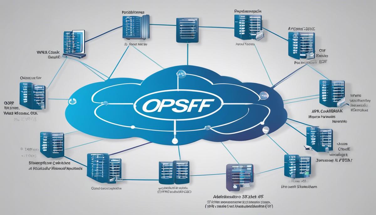 An image showing a person configuring OSPF placeholders on a network device