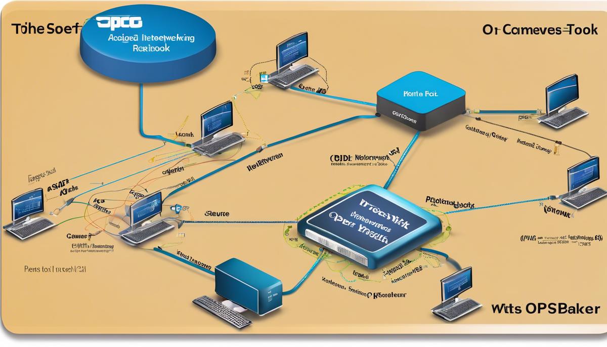 A visual representation of the common issues faced with Open Shortest Path First (OSPF) networks showing interconnected routers and debugging tools.