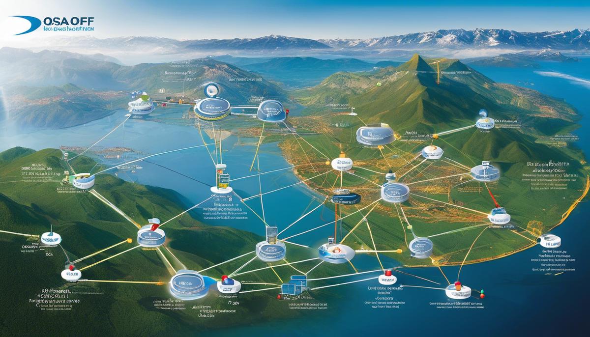 A network diagram illustrating the significance of OSPF's multi-area configuration, showing how it enhances scalability, reduces traffic, increases speed, and improves stability in networks.