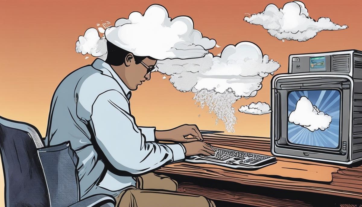 Illustration of a person setting up a cloud printer on their Windows computer