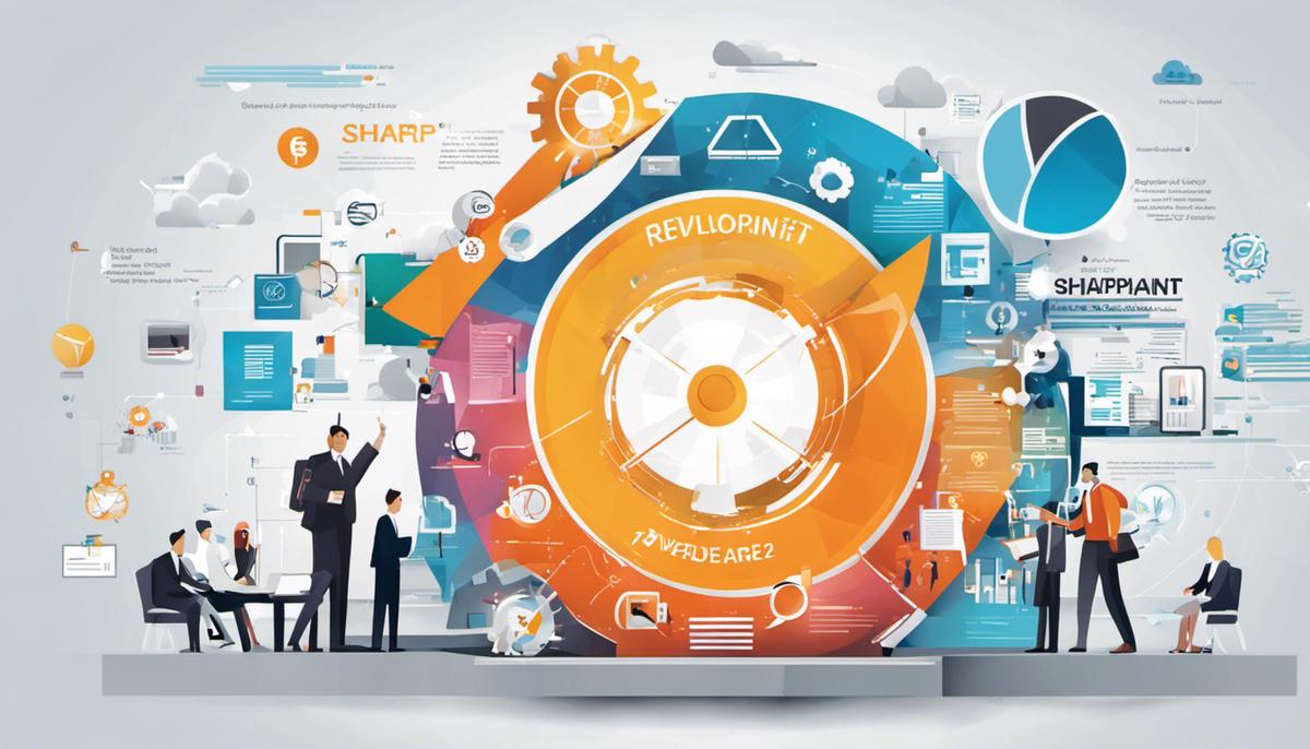 Illustration showcasing the concept of the SharePoint revolution in an abstract manner.