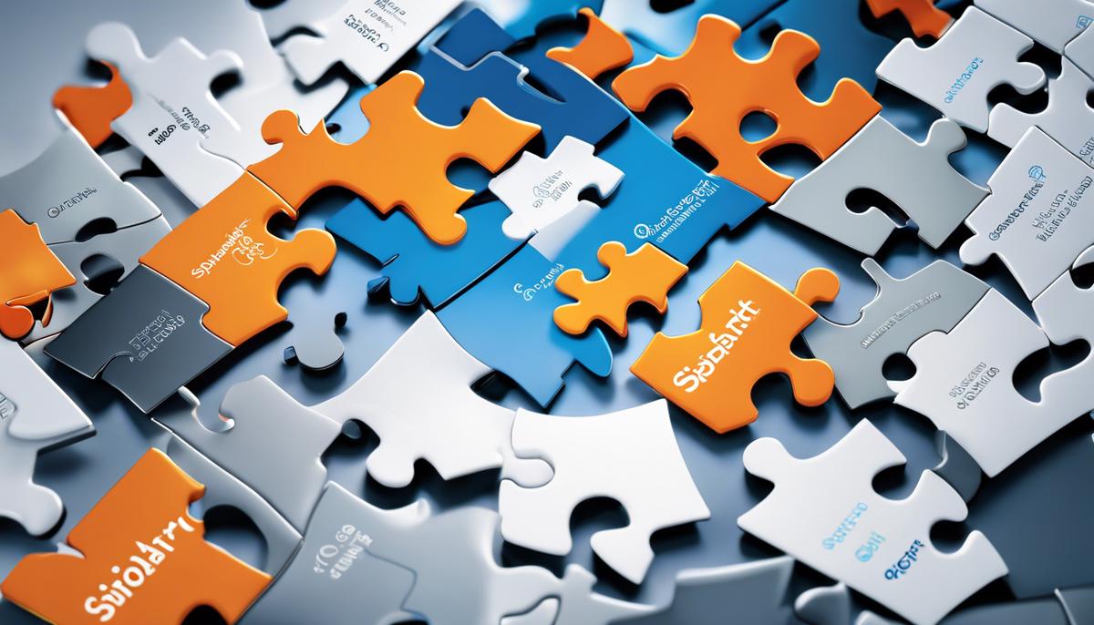 Image illustrating SharePoint's scalability and integration capabilities, depicting a puzzle piece coming together with other puzzle pieces representing different systems and technologies.