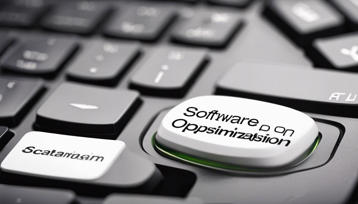 A computer keyboard with the words Software Optimization written on the keys, symbolizing the importance of software optimization for PC performance.